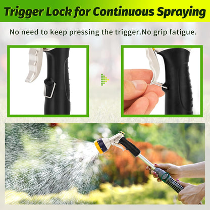 Garden Hose Nozzle Sprayer - High Pressure 100% Metal Water Spray Nozzle With 4 Patterns - Heavy Duty for Watering Plants, Lawns, Washing Cars & Pets
