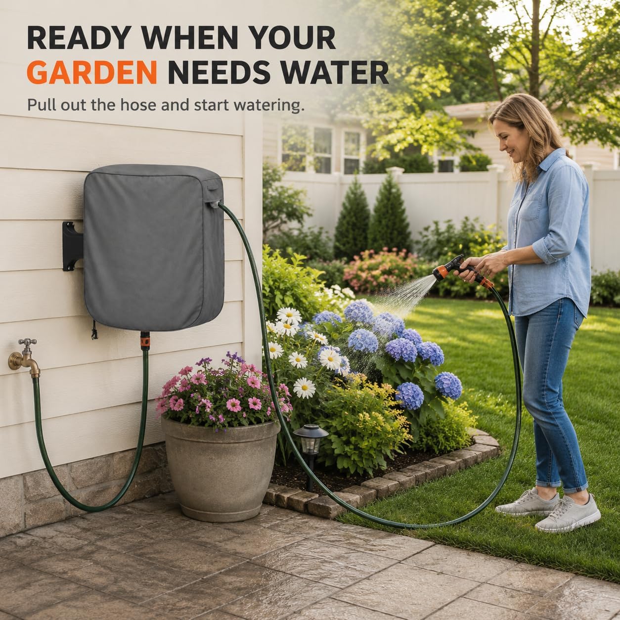 Hose Reel Cart Cover 420D Buckle Vent Handles Fit