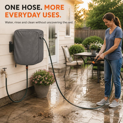 Hose Reel Cart Cover 420D Buckle Vent Handles Fit