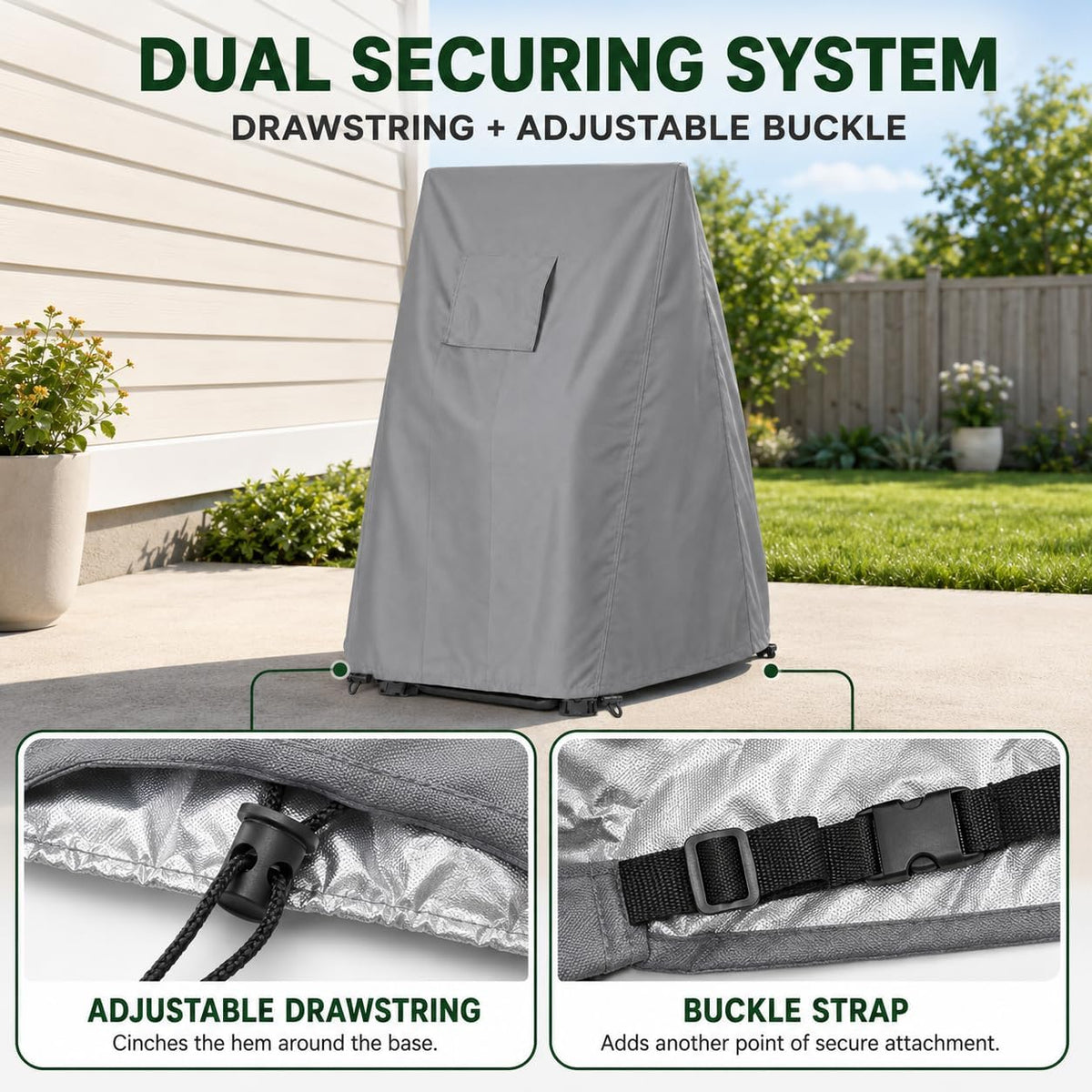 Hose Reel Cart Cover 420D Buckle Vent Handles Fit