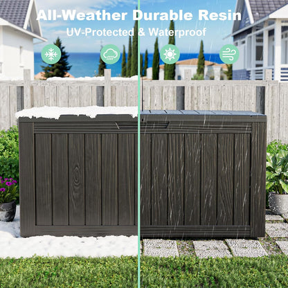 30 Gallon Outdoor Deck Box, Lockable Waterproof Outdoor Storage Boxes For Garden Tools,Indoor Cushions,Accessories Outside Storage Resin Weatherproof Container(Black)