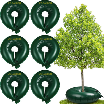 Foaincore 6 Pcs 10 Gallon Heavy Duty Tree Watering Ring PVC Drip Irrigation Deep Tree Root Watering Bag Round Trees Slow Release Water Pouch Planting Drip Irrigation Rings for Gardening Supply(Green)