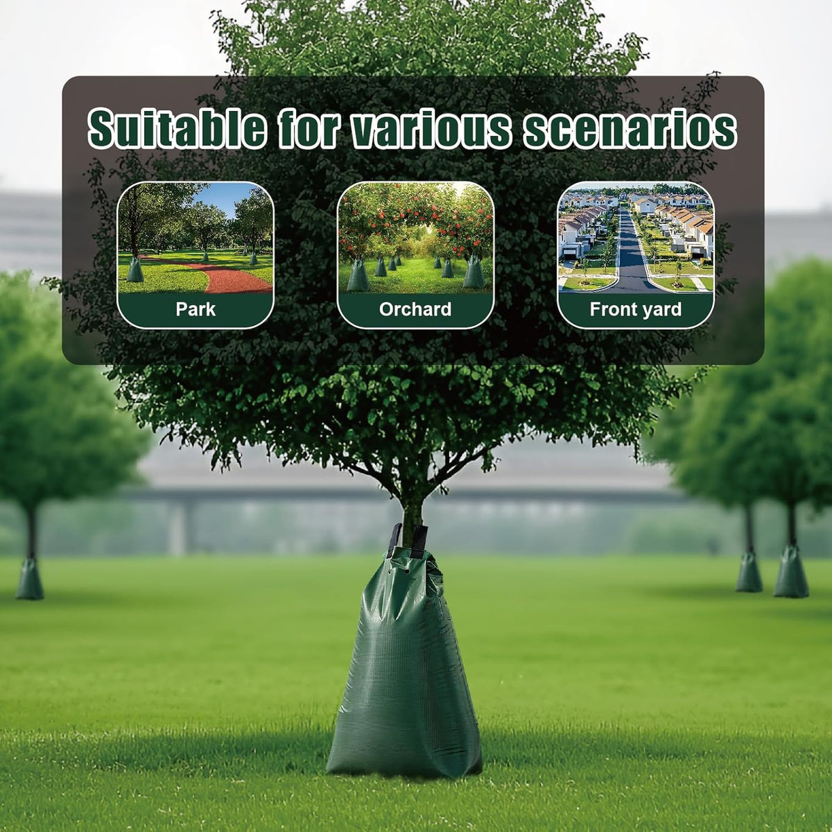 20 Gallon Tree Water Bags, Slow Release Watering Bag System - Gator Style Ring for New Trees,Treegator Bags for Drip Irrigation, Fruit Protection, Tree Storage (3 Pack)