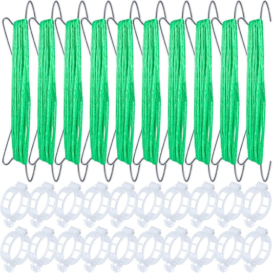 30Pcs Tomato Hooks with String, Tomato Support Hooks, Tomato Holder Hooks & Plant Support Clips with 33.3ft Twine to Prevent Tomatoes from Pinching or Falling Off