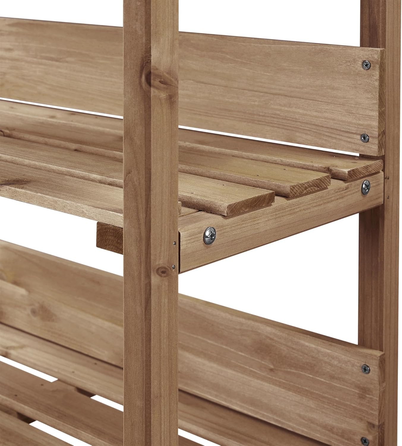 Topeakmart Potting Bench Table w/Metal Tabletop for Garden, Fir Wood Workstation w/3 Tier Shelves, Outdoor Work Bench w/Hook Natural Wood