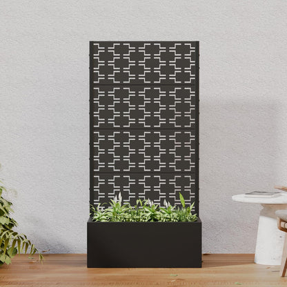 Casaphoria Metal Raised Garden Bed with Trellis and Wheels, 72"x47"x16" Planter Box for Climbing Plants, Vegetables & Vines, Features Drainage Holes and Privacy Screen (Black-Louver) - Colors B