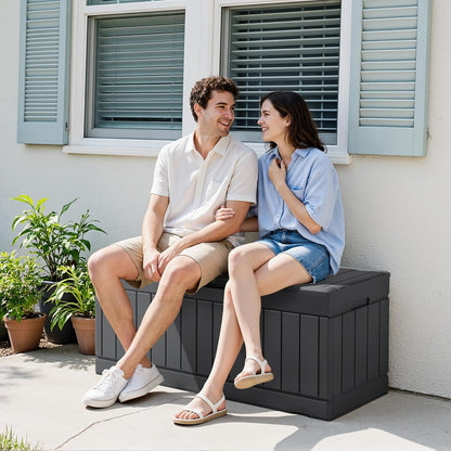30 Gallon Resin Deck Box Waterproof Outdoor Storage Box for Patio Furniture Pool Accessories Indoor Storage for Cushion Garden Tools (30 Gallon, Black)