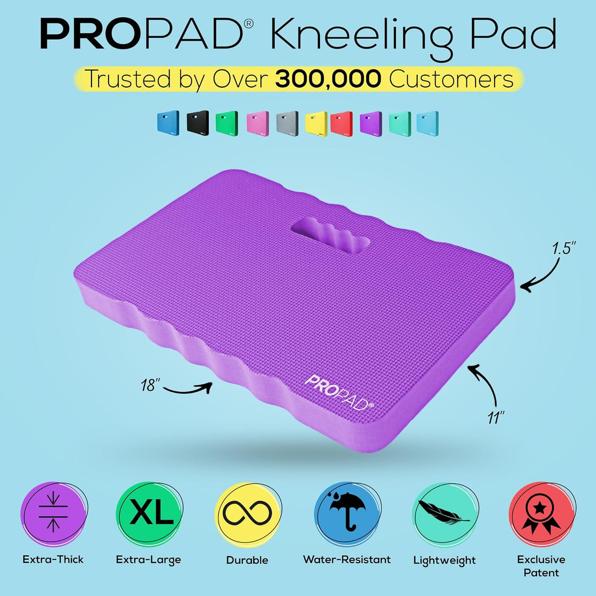Thick Kneeling Pad, Garden Kneeler for Gardening, Bath Kneeler for Baby Bath, Kneeling Mat for Exercise & Yoga, Knee Pad for Work, Floor Foam Pad, Extra Large (XL) 18 x 11 x 1.5 Inches, Black