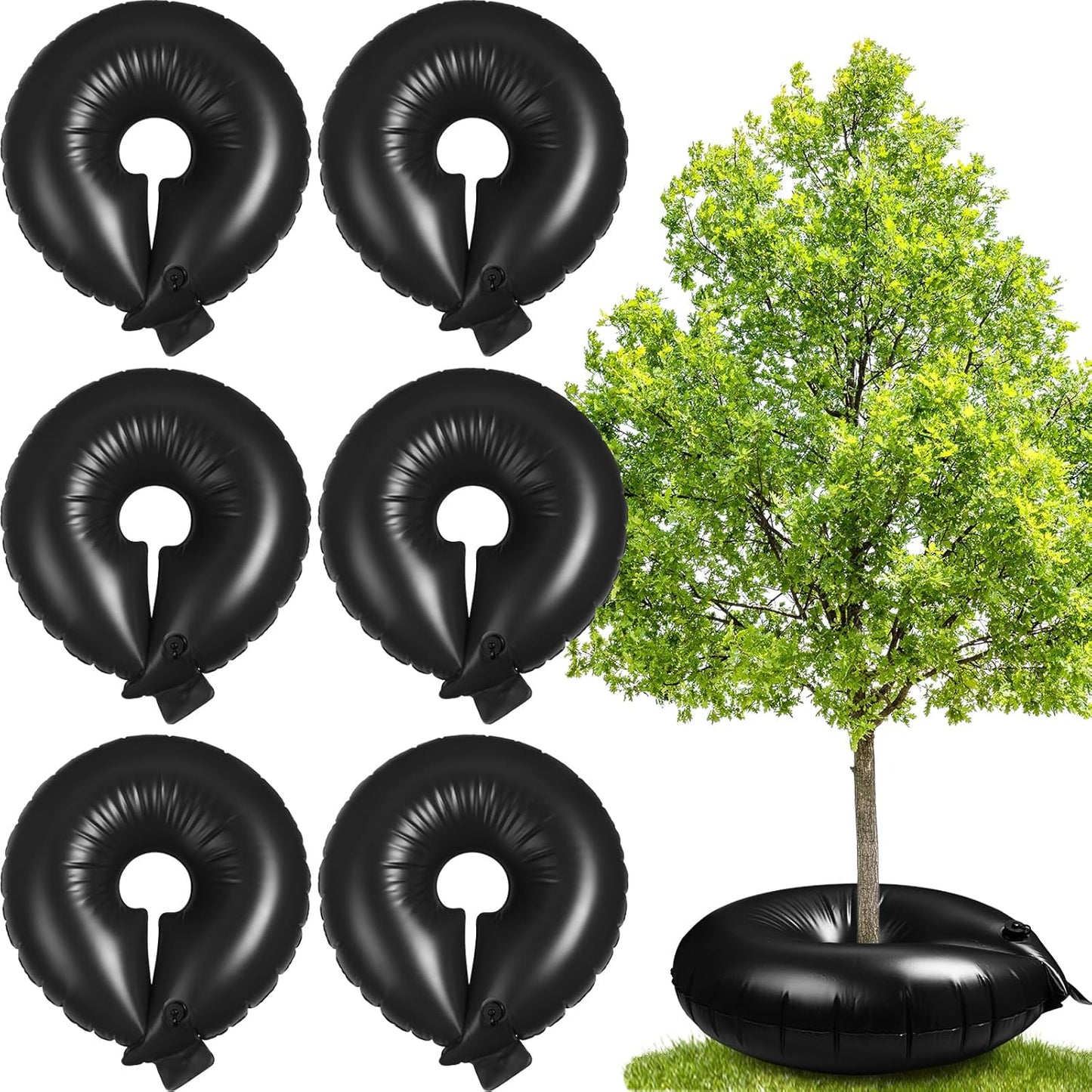 Foaincore 6 Pcs 10 Gallon Heavy Duty Tree Watering Ring PVC Drip Irrigation Deep Tree Root Watering Bag Round Trees Slow Release Water Pouch Planting Drip Irrigation Rings for Gardening Supply(Green)
