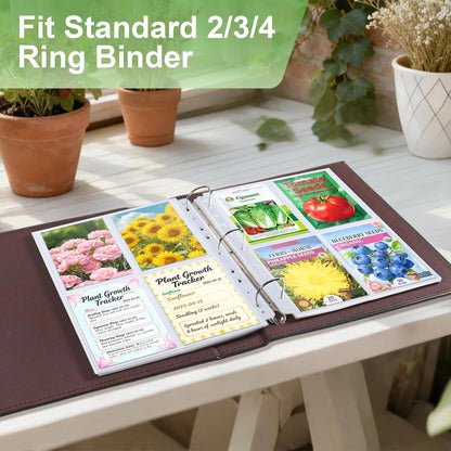 240 Pockets 3.5x5” Seed Packet Sleeves, 30 Pack Double Sided 4 Pocket Seed Organizer Sheet,Heavy Duty Garden Seeds Storage Pages for 3 Ring Binder, 8.5x11” Top Loading Clear Photo, Index Card Sleeves