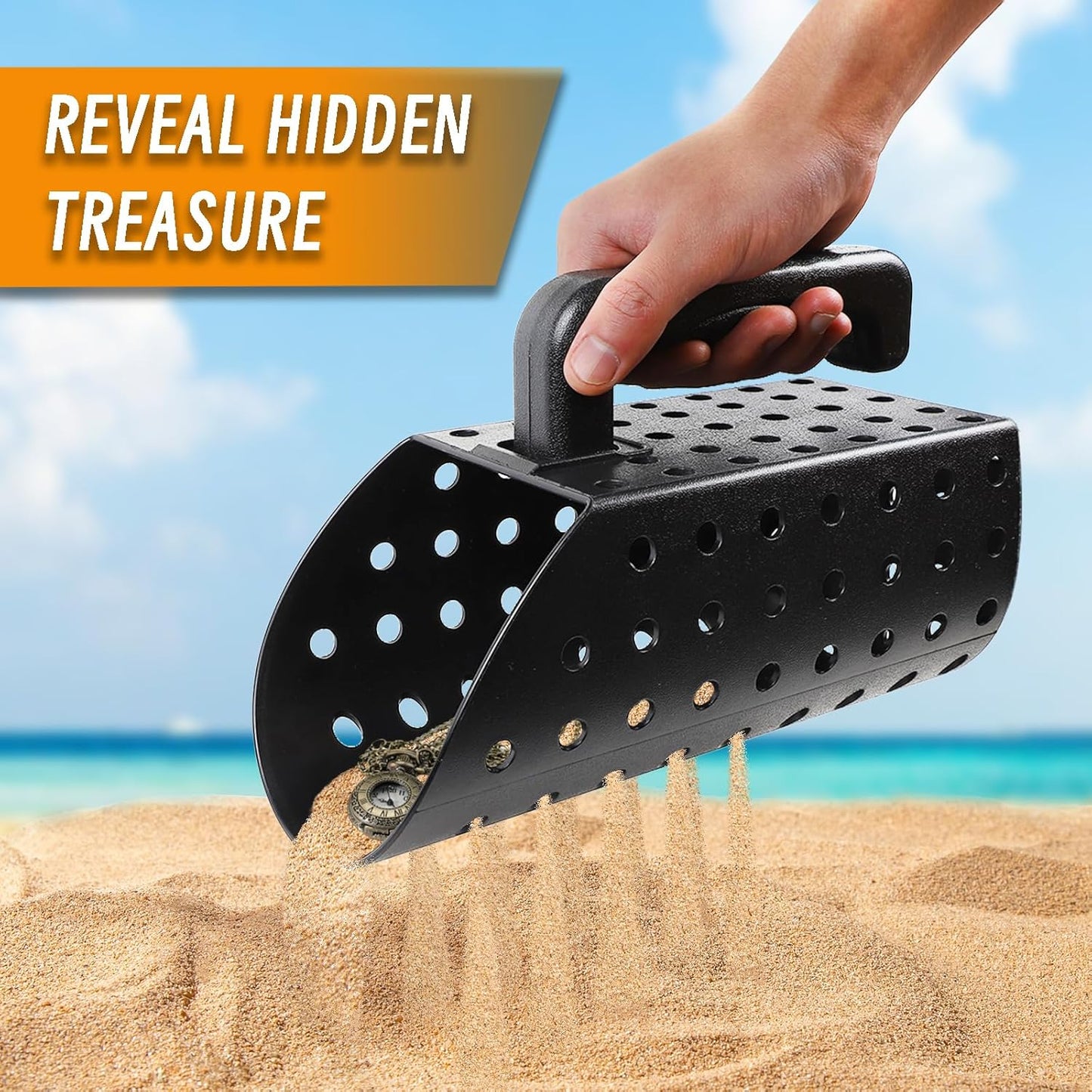 Sand Scoop for Metal Detecting, Metal Detector Tools Heavy Duty Digging Shovel and Sand Sifter for Beach Shelling