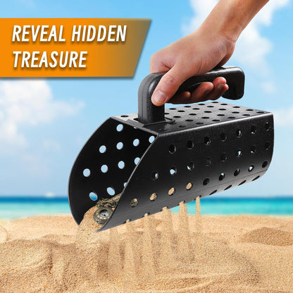 Sand Scoop for Metal Detecting, Metal Detector Tools Heavy Duty Digging Shovel and Sand Sifter for Beach Shelling