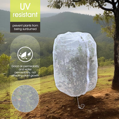 Fruit Tree Netting, RIFNY 3.9 X 3.3 FT Blueberry Bush Netting Cover with Zipper Drawstring, Outdoor Mosquito Net Garden Netting Cover Protector Plant from Birds Cicadas Animals Insect (4 PCS, White)