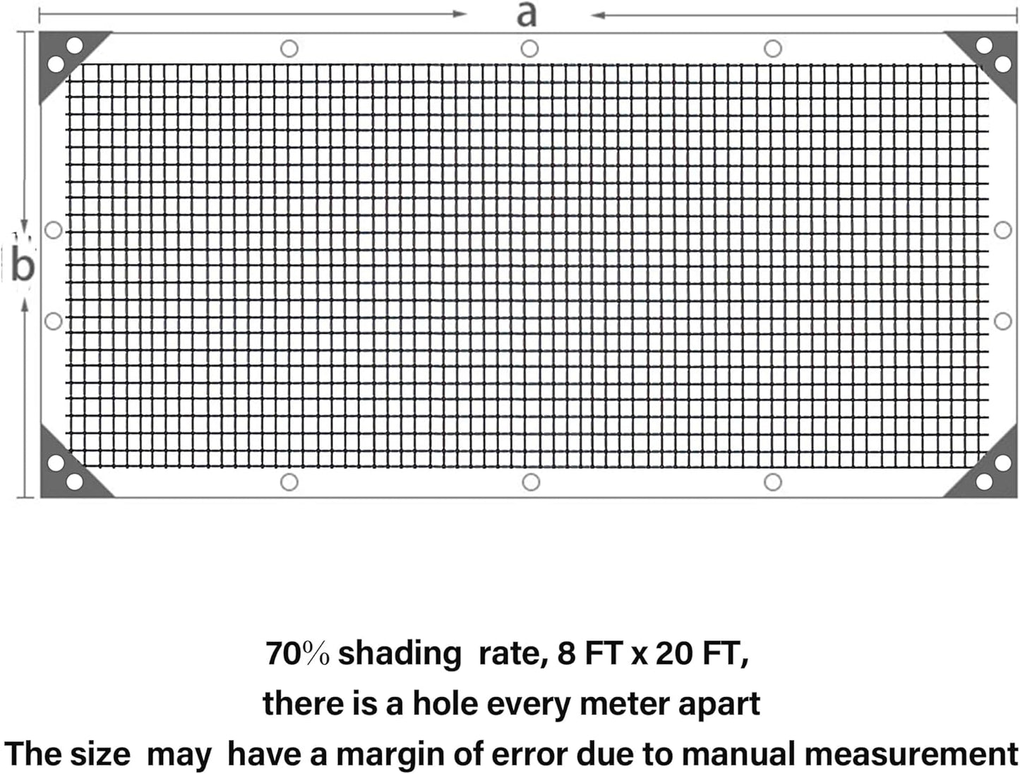 winemana 70% Shade Cloth 10x20 FT - Durable UV Blocking Mesh Tarp for Garden, Patio, Greenhouse & Chicken Coop - Sun Shade Cover with Grommets for Plants, Dog Kennel, Outdoor Use