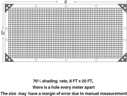 winemana 70% Shade Cloth 10x20 FT - Durable UV Blocking Mesh Tarp for Garden, Patio, Greenhouse & Chicken Coop - Sun Shade Cover with Grommets for Plants, Dog Kennel, Outdoor Use