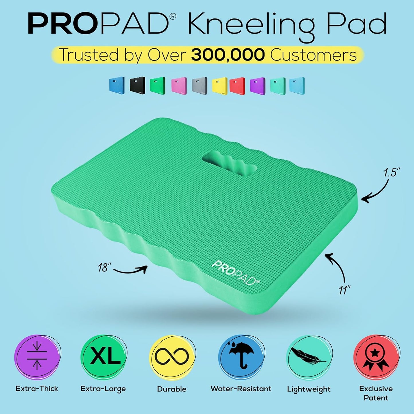 Thick Kneeling Pad, Garden Kneeler for Gardening, Bath Kneeler for Baby Bath, Kneeling Mat for Exercise & Yoga, Knee Pad for Work, Floor Foam Pad, Extra Large (XL) 18 x 11 x 1.5 Inches, Black