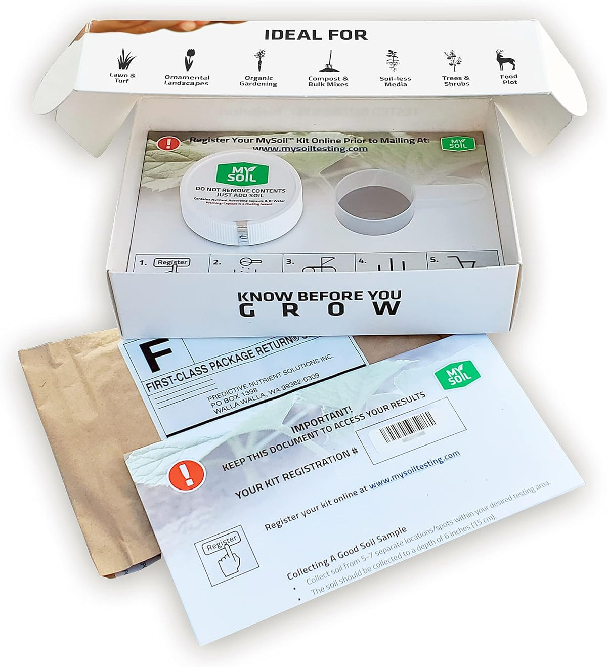 MySoil Soil Test Kit, Unlock Your Lawn & Garden Potential, Complete & Accurate Nutrient and pH Analysis with Recommendations Tailored to Your Soil and Plant Needs