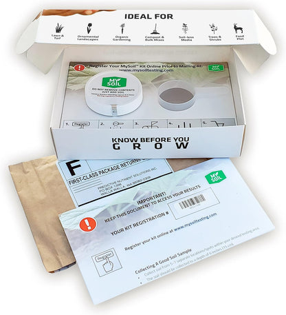 MySoil Soil Test Kit, Unlock Your Lawn & Garden Potential, Complete & Accurate Nutrient and pH Analysis with Recommendations Tailored to Your Soil and Plant Needs