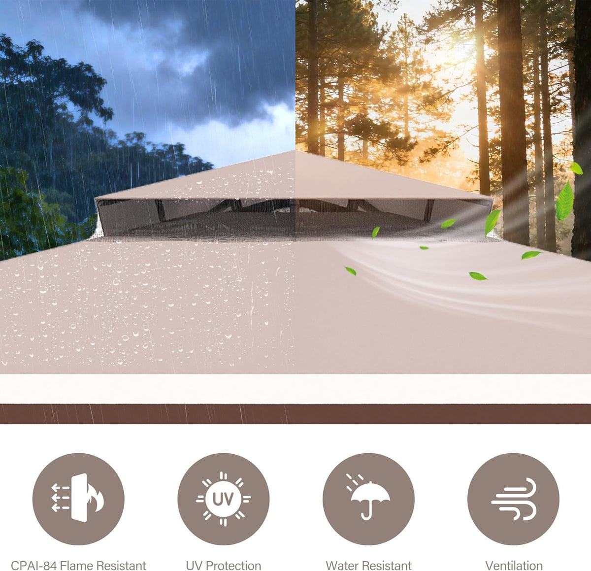 10x20 Gazebo Canopy with 100FT String Lights, Metal Heavy Duty Patio Canopy Tent with Double Roofs, Mosquito Nettings and Privacy Screens for Backyard, Garden, Lawn, Gray