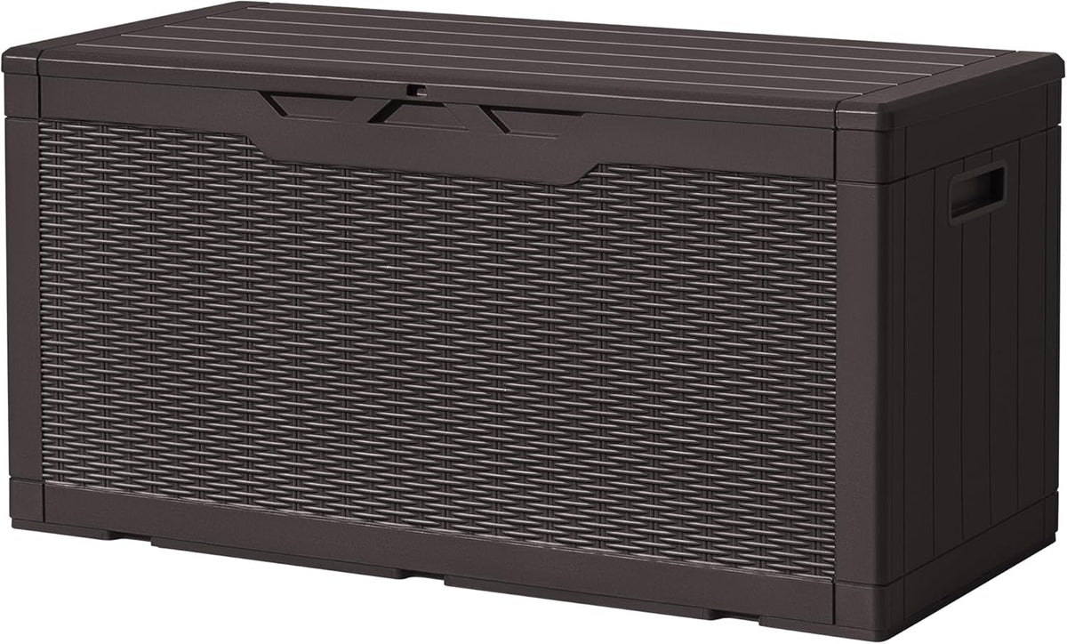 30 Gallon Resin Deck Box Waterproof Outdoor Storage Box for Patio Furniture Pool Accessories Indoor Storage for Cushion Garden Tools (30 Gallon, Black)