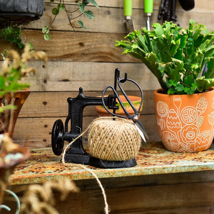 Sungmor Cast Iron Garden Twine Holder Set - 1300ft. Natural Jute Twine String & Rope Rack & Scissors - Decorative & Practical Home Arts Crafts Tools for Picture Display Gift Wrapping Packing Gardening