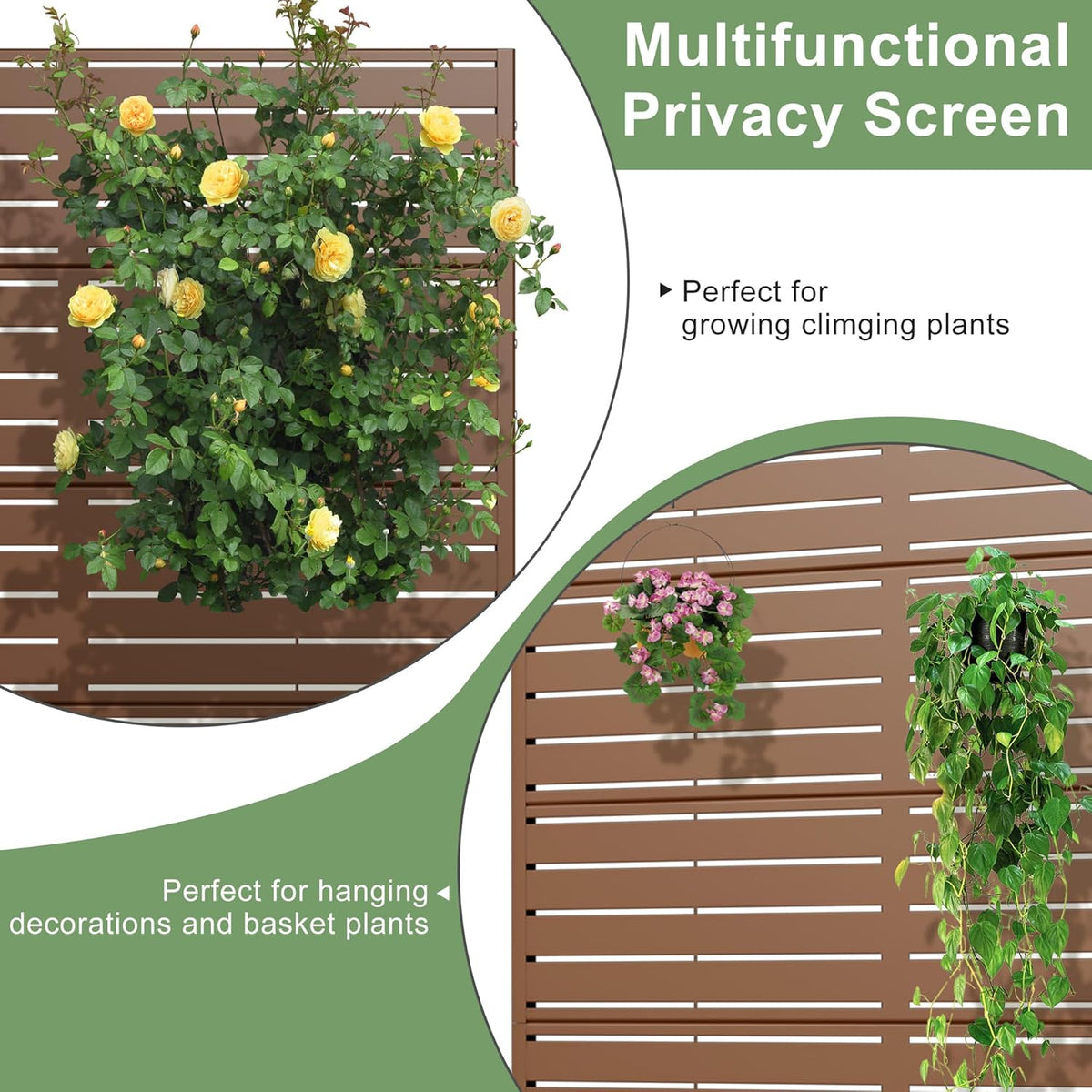 Casaphoria Metal Raised Garden Bed with Trellis and Wheels, 72"x47"x16" Planter Box for Climbing Plants, Vegetables & Vines, Features Drainage Holes and Privacy Screen (Black-Louver) - Colors C