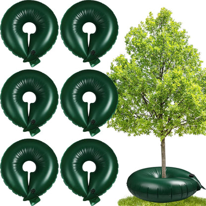 Foaincore 6 Pcs 10 Gallon Heavy Duty Tree Watering Ring PVC Drip Irrigation Deep Tree Root Watering Bag Round Trees Slow Release Water Pouch Planting Drip Irrigation Rings for Gardening Supply(Green)