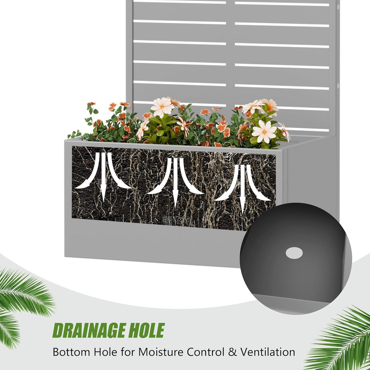 Casaphoria Metal Raised Garden Bed with Trellis and Wheels, 72"x47"x16" Planter Box for Climbing Plants, Vegetables & Vines, Features Drainage Holes and Privacy Screen (Black-Louver) - Colors A