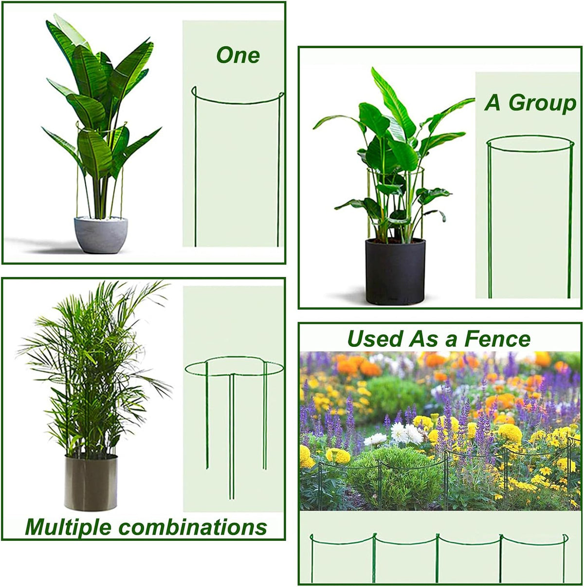 12 Pack Plant Support Stake, 16 Inch Peony Cages and Supports for Outdoor Plants, with 15 Pcs Plant Labels, 20 Pcs Plant Clips, 7ft Plant Ties