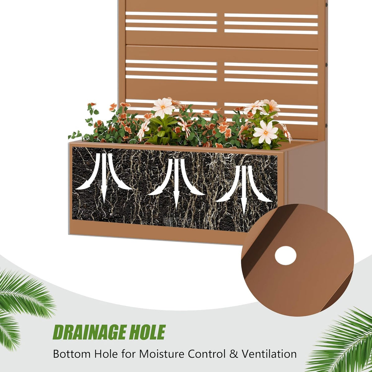 Casaphoria Metal Raised Garden Bed with Trellis and Wheels, 72"x47"x16" Planter Box for Climbing Plants, Vegetables & Vines, Features Drainage Holes and Privacy Screen (Black-Louver) - Colors B