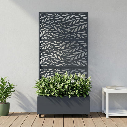 Casaphoria Metal Raised Garden Bed with Trellis and Wheels, 72"x47"x16" Planter Box for Climbing Plants, Vegetables & Vines, Features Drainage Holes and Privacy Screen (Black-Louver) - Colors A