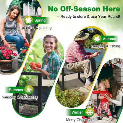 Garden Kneeler and Seat Heavy Duty - Anti-Tip Super Stable Multifunctional Gardening Stool Bench,Wide 12.7" Pads,Foldable Ergonomic Handles for Seniors Women Men Pain-Free Weeding,Planting Yard Work