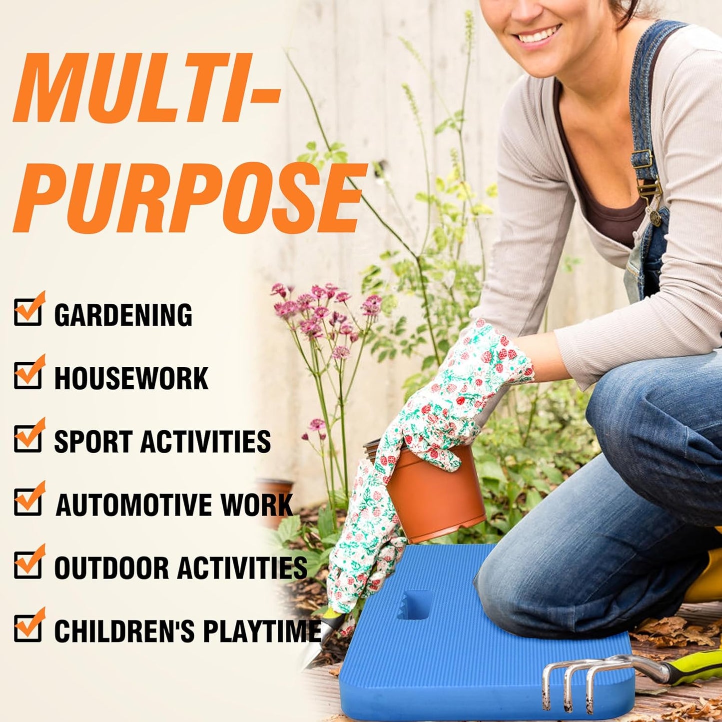 Gardzen Garden Kneeling Pad - for Gardening, Baby Bath, Yoga, Pilates, Exercise, Blue