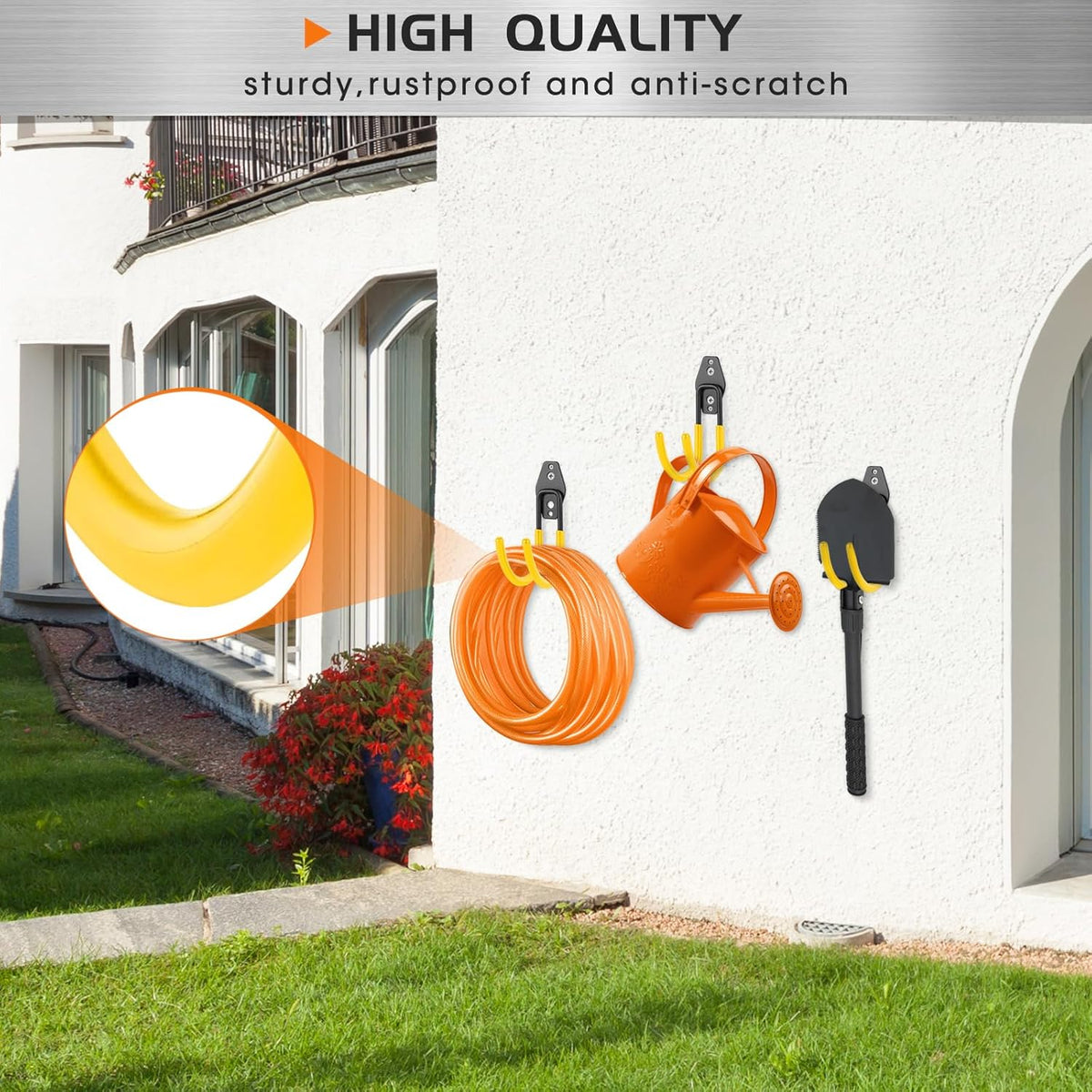 Hose Hanger Wall Mount 2 Pack,Heavy Duty Hose Holder with Screws Metal Hose Hangers for Outside,Hose Rack Suitable for Garage,Garden and Yard