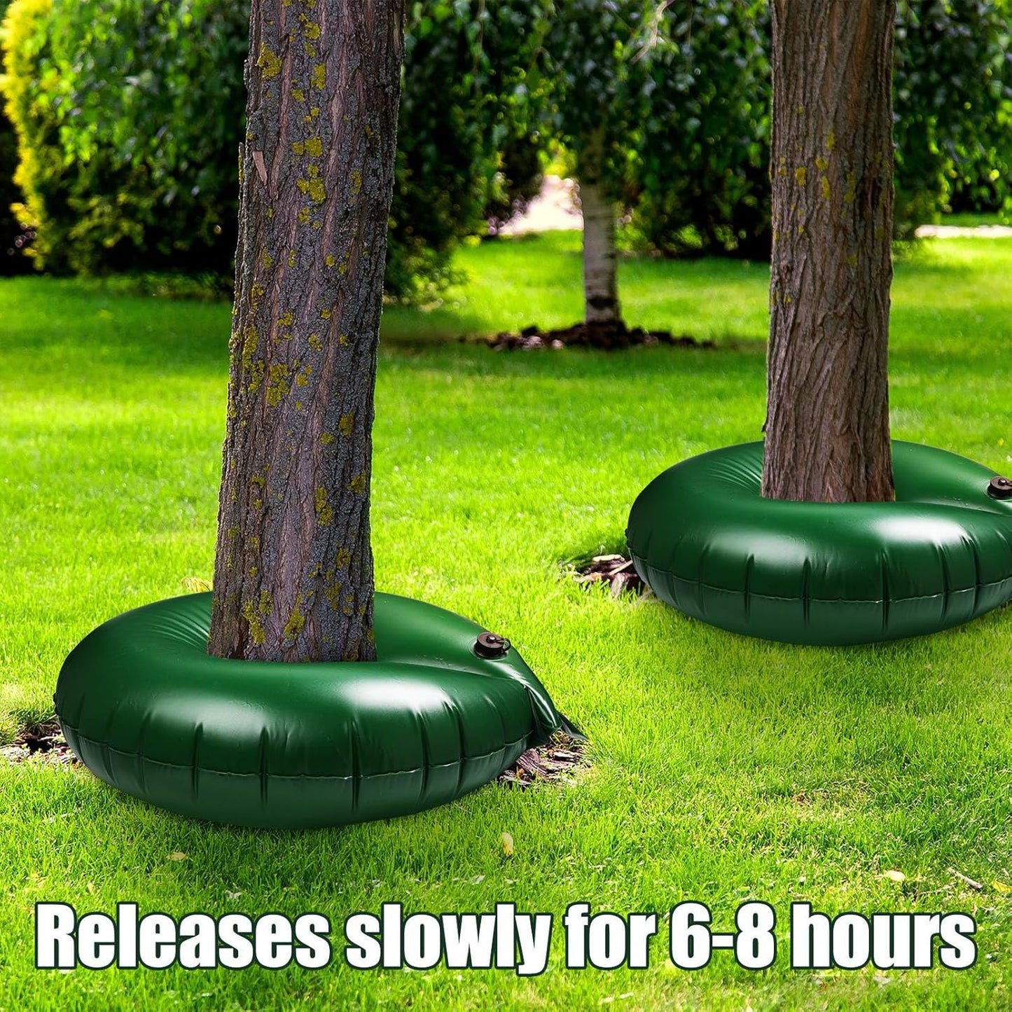 Foaincore 6 Pcs 10 Gallon Heavy Duty Tree Watering Ring PVC Drip Irrigation Deep Tree Root Watering Bag Round Trees Slow Release Water Pouch Planting Drip Irrigation Rings for Gardening Supply(Green)