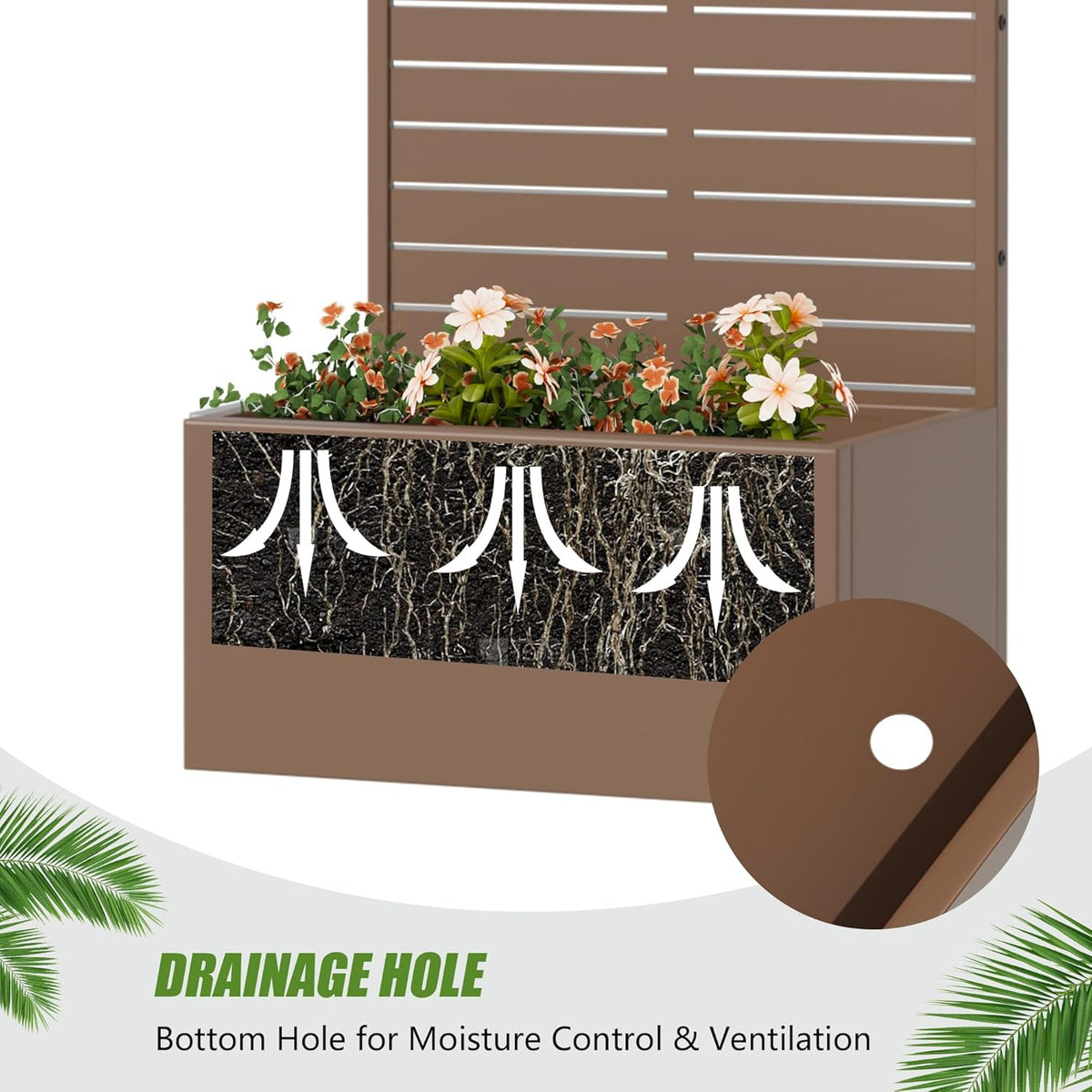 Casaphoria Metal Raised Garden Bed with Trellis and Wheels, 72"x47"x16" Planter Box for Climbing Plants, Vegetables & Vines, Features Drainage Holes and Privacy Screen (Black-Louver) - Colors C