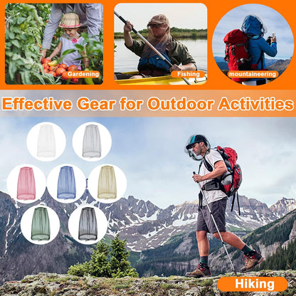Benvo Mosquito Head Net Mesh, Face Neck Fly Netting Hood from Bugs Gnats Noseeums Screen Net for Any Outdoor Lover- with Carry Bags Fits Most Sizes of Hats Caps (2pcs, Black, Updated Big Net)