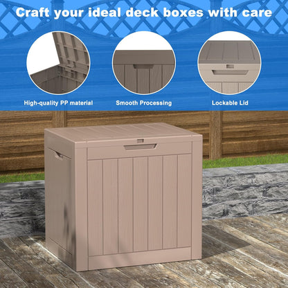 30 Gallon Outdoor Deck Box, Lockable Waterproof Outdoor Storage Boxes For Garden Tools,Indoor Cushions,Accessories Outside Storage Resin Weatherproof Container(Black)