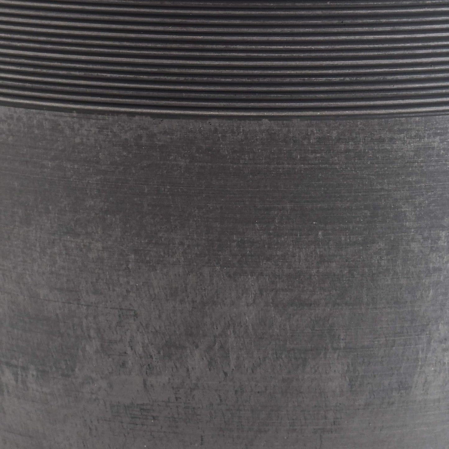 PSW Pot Collection 16-inch Plastic/Stone/Wood Composite Large Ribbed Planter – No Drainage Hole (Drillable), Indoor/Outer Garden Pot for Foliage, Trees, Flowers, Ferns, Cement Gray