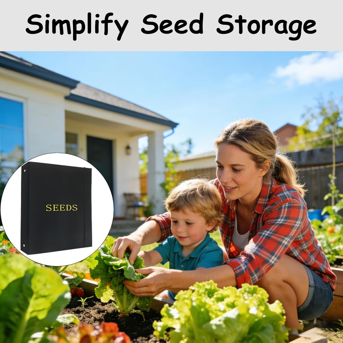 Seed Storage Organizer Binder, 3 Ring Seed Packet Organizer with 100 Pockets(25 Pack Clear Sheet Protectors), Garden Seed Holder Book for Envelopes, Seed Saving Keeper, Green