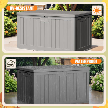 30 Gallon Resin Deck Box Waterproof Outdoor Storage Box for Patio Furniture Pool Accessories Indoor Storage for Cushion Garden Tools (30 Gallon, Black)