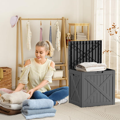 30 Gallon Outdoor Deck Box, Lockable Waterproof Outdoor Storage Boxes For Garden Tools,Indoor Cushions,Accessories Outside Storage Resin Weatherproof Container(Black)