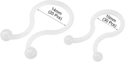Nylon Reusable Twist Tie Cable Clips White 10mm x 30pcs, 14mm x 20pcs