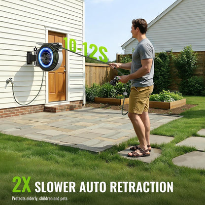 100 FT x 1/2 Inch Retractable Garden Hose Reel for Garden Watering