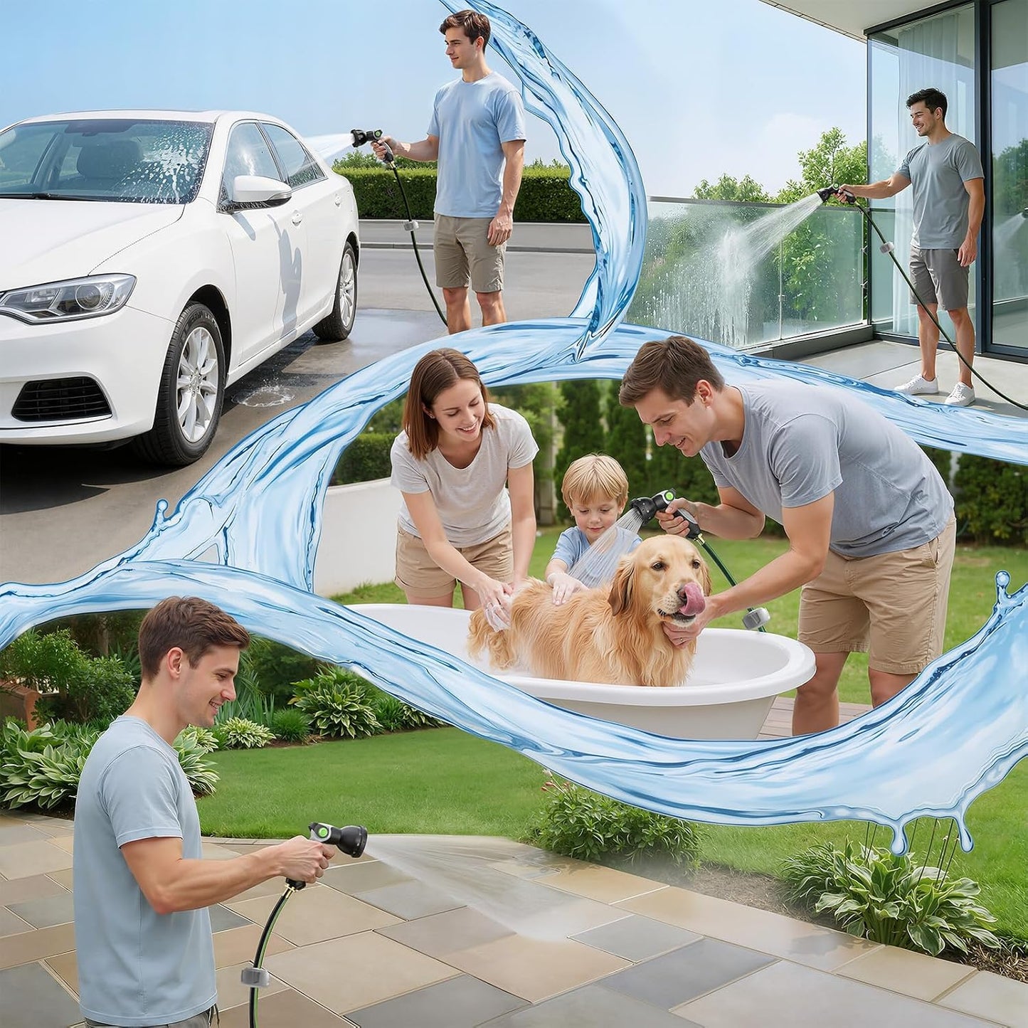 100 FT x 1/2 Inch Retractable Garden Hose Reel for Garden Watering