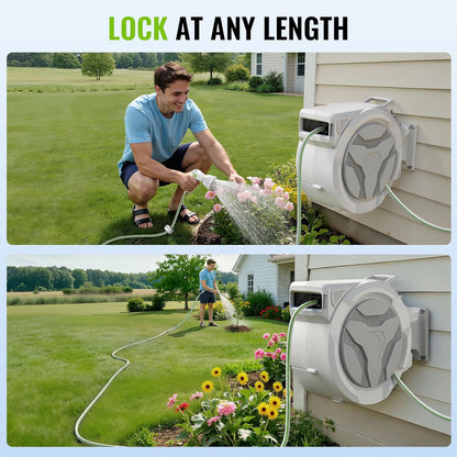 100 FT x 1/2 Inch Retractable Garden Hose Reel for Garden Watering