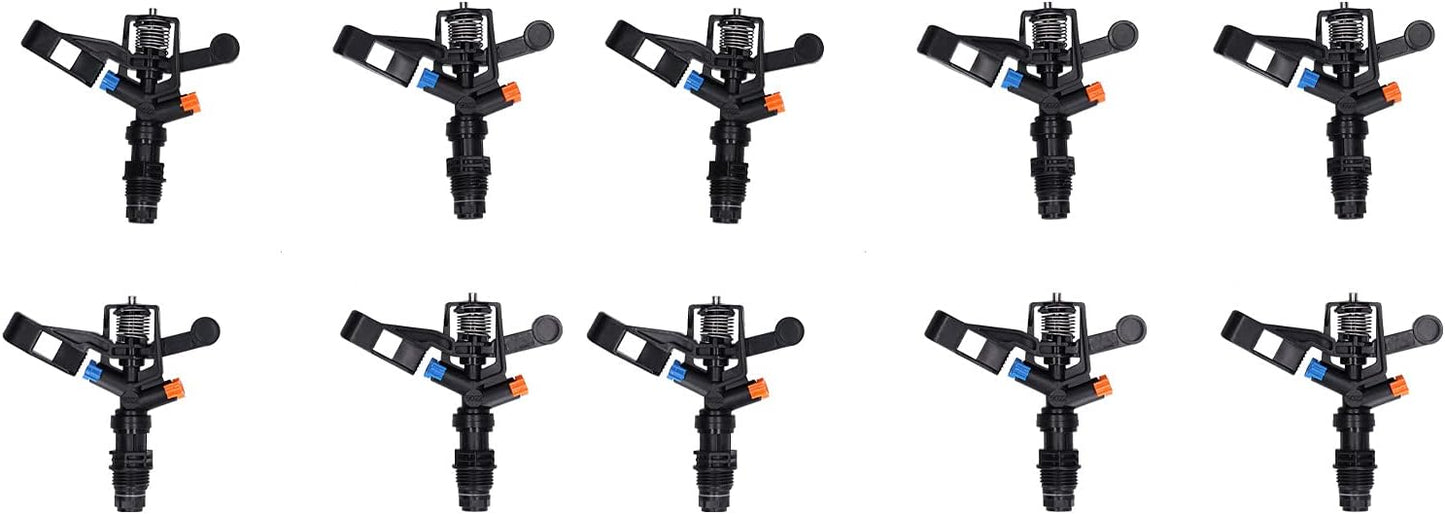 10PCS Rocking Arm Sprinklers G1/2 Male Thread 360 Degree Rotating Impact Sprinkler Plastic Lawn Irrigation for Yard Grass Garden