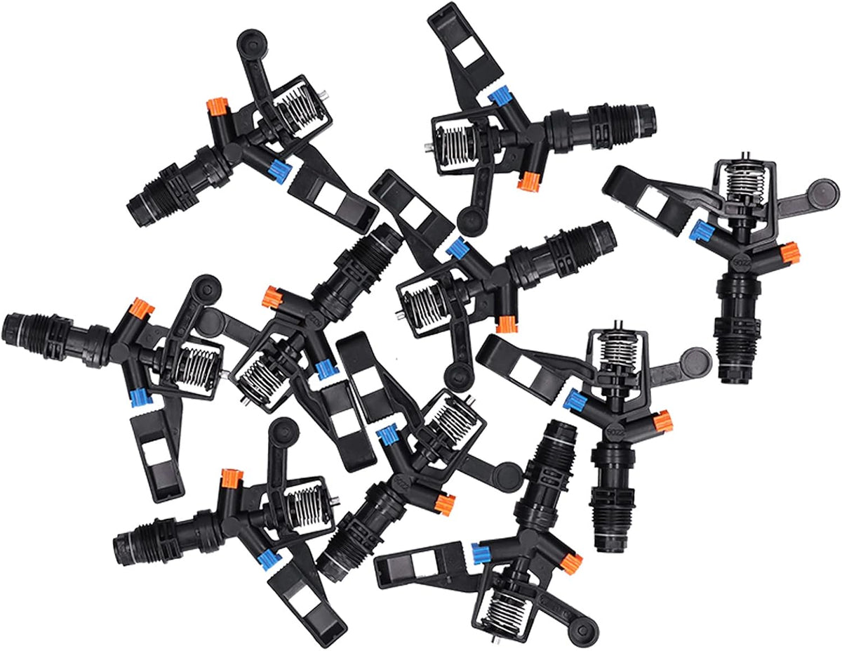 10PCS Rocking Arm Sprinklers G1/2 Male Thread 360 Degree Rotating Impact Sprinkler Plastic Lawn Irrigation for Yard Grass Garden