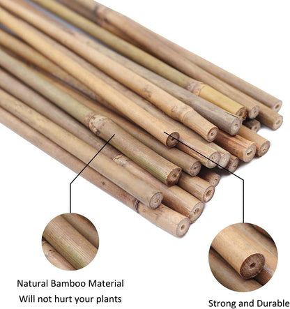 GAGINANG Natural Bamboo Garden Stakes, 4FT Trellis Plant Support 25Pcs