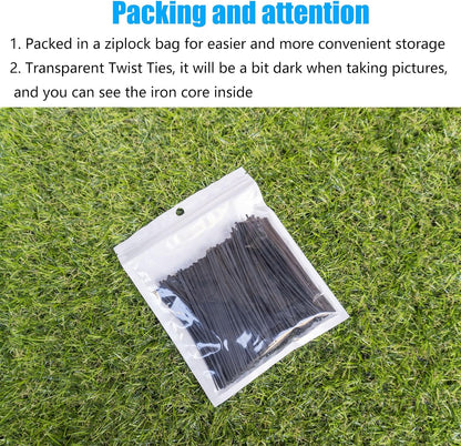 Green 6" Twist Ties (500 Pack) - Pre-Cut Garden Plant Ties in Self-Sealing Bag, Sturdy PET & 0.45mm Iron Core, Heavy Duty Reusable Ties for Tomato, Monstera, Vines and Cords